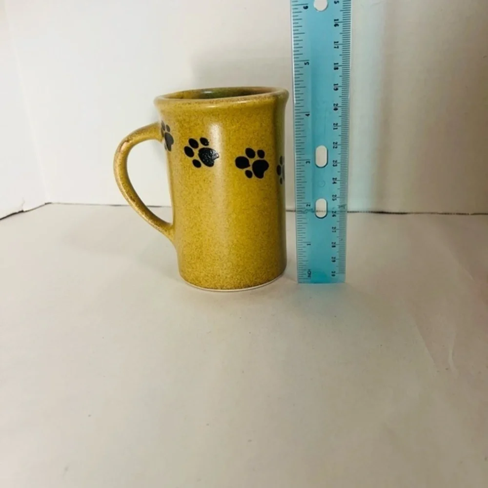 FOUR handmade stoneware Emerson Creek Pottery mugs - dog prints